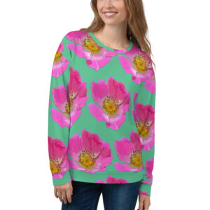 Mint Prairie Rose All-Over Print Sweatshirt